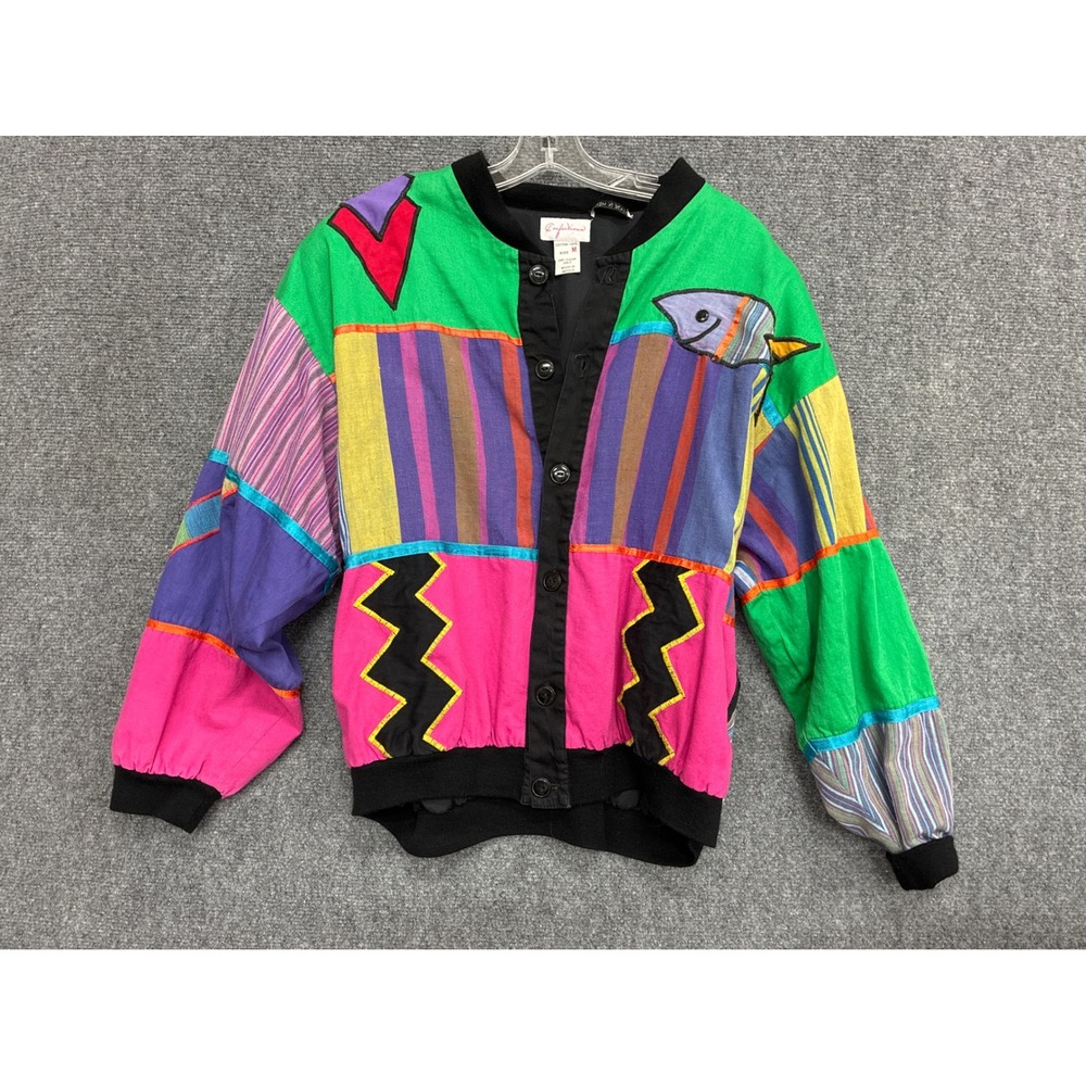 Vintage y2k Confections Patchwork Bomber Jacket Fish Applique Cotton M
